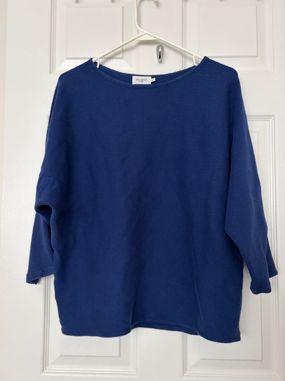 The Reset R Label Navy Blue Boatneck Knit Sweater